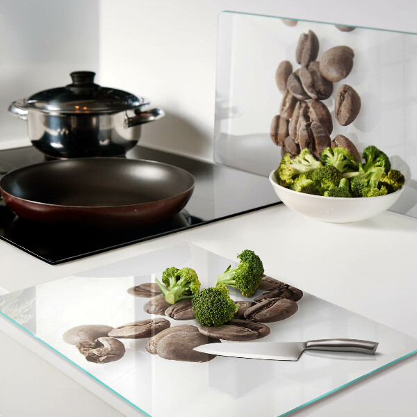 Tagliere in vetro temperato con motivo a chicchi di caffè