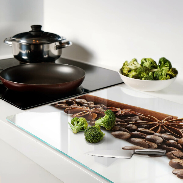 Tagliere in vetro temperato con motivo caffè e spezie