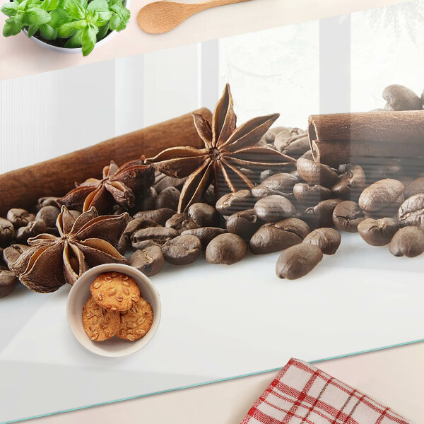 Tagliere in vetro temperato con motivo caffè e spezie