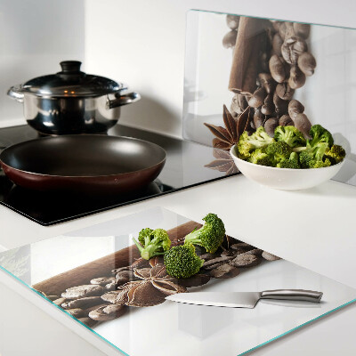 Tagliere in vetro temperato con motivo caffè e spezie