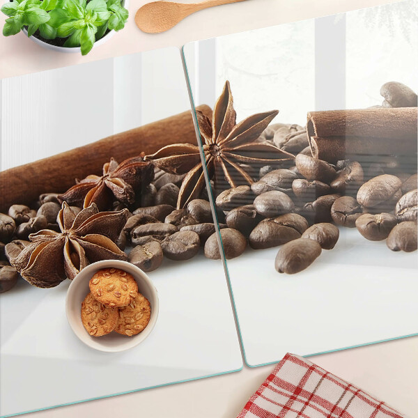 Tagliere in vetro temperato con motivo caffè e spezie