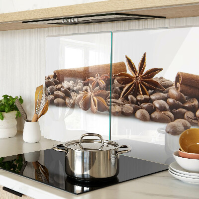 Tagliere in vetro con decorazione a spezie e chicchi di caffè