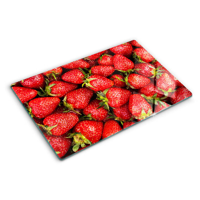 Tagliere in vetro temperato Fragole su sfondo rosso