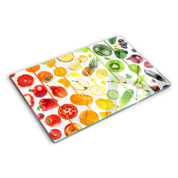 Tagliere in vetro Frutta e verdura nei colori dell'arcobaleno