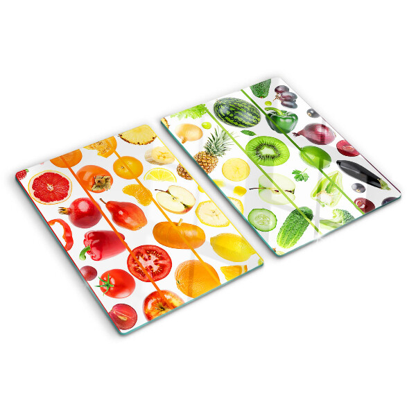 Tagliere in vetro Frutta e verdura nei colori dell'arcobaleno