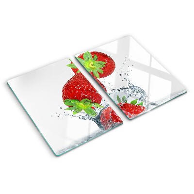 Tagliere in vetro temperato con motivo fragole immerse in acqua