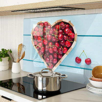 Tagliere in vetro temperato con motivo di ciliegie al centro