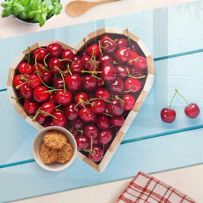 Tagliere in vetro temperato con motivo di ciliegie al centro