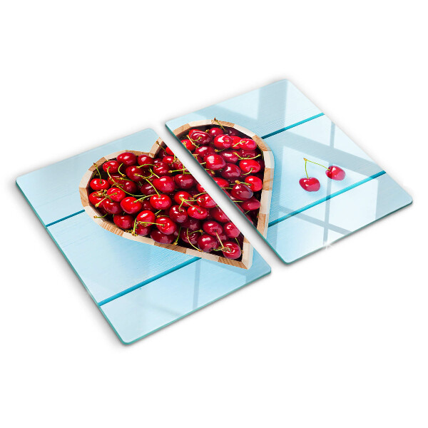 Tagliere in vetro temperato con motivo di ciliegie al centro