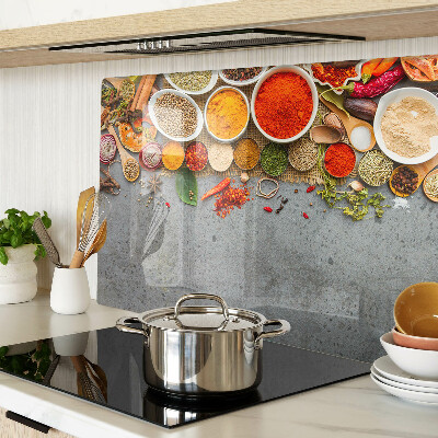 Tagliere in vetro temperato con decorazione a tema spezie ed erbe