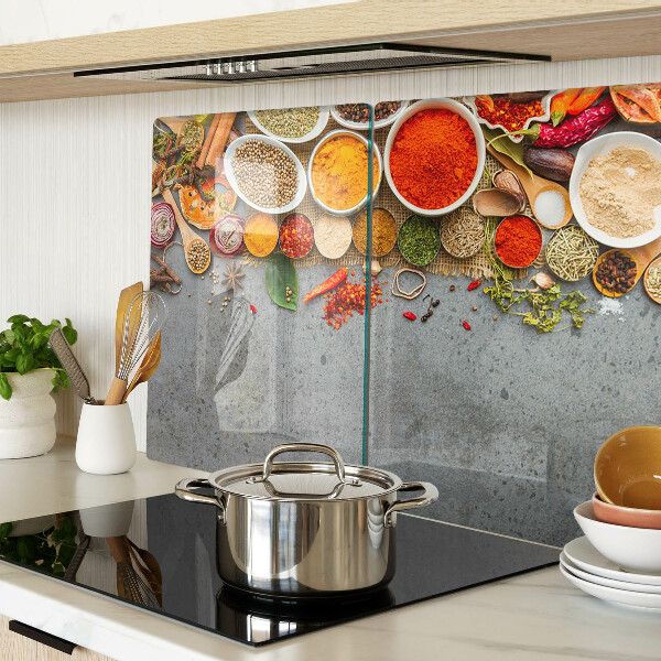 Tagliere in vetro temperato con decorazione a tema spezie ed erbe