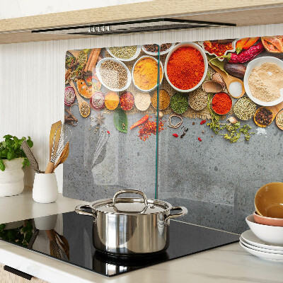 Tagliere in vetro temperato con decorazione a tema spezie ed erbe