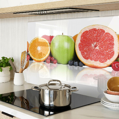 Tagliere in vetro con motivo di frutti agrumati nei toni pastello