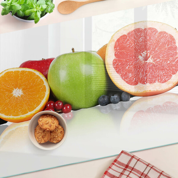 Tagliere in vetro con motivo di frutti agrumati nei toni pastello