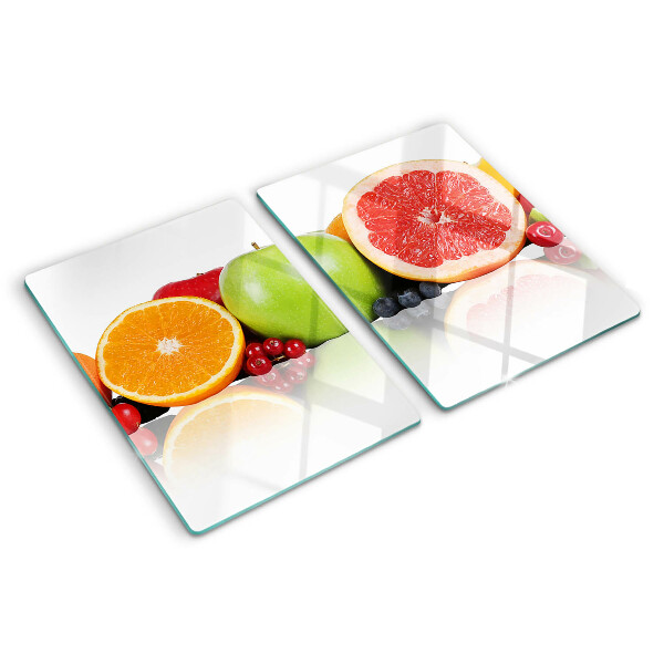 Tagliere in vetro con motivo di frutti agrumati nei toni pastello