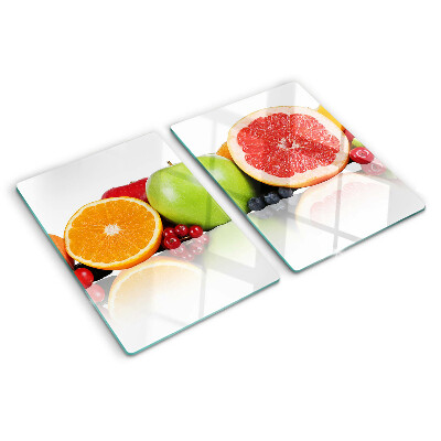 Tagliere in vetro con motivo di frutti agrumati nei toni pastello