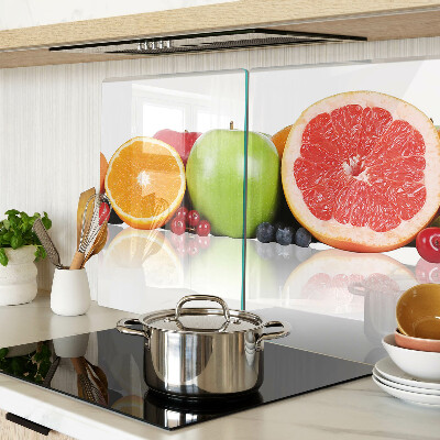 Tagliere in vetro con motivo di frutti agrumati nei toni pastello