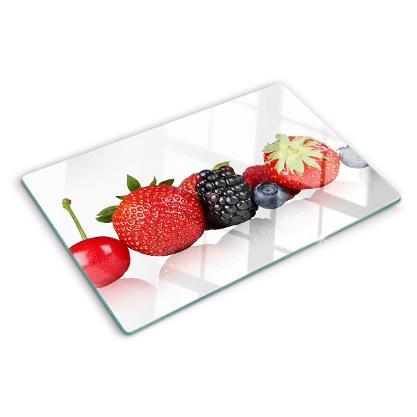 Tagliere in vetro temperato con motivo frutti di bosco