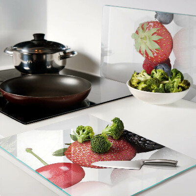 Tagliere in vetro temperato con motivo frutti di bosco