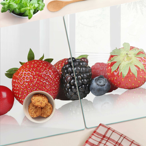 Tagliere in vetro temperato con motivo frutti di bosco