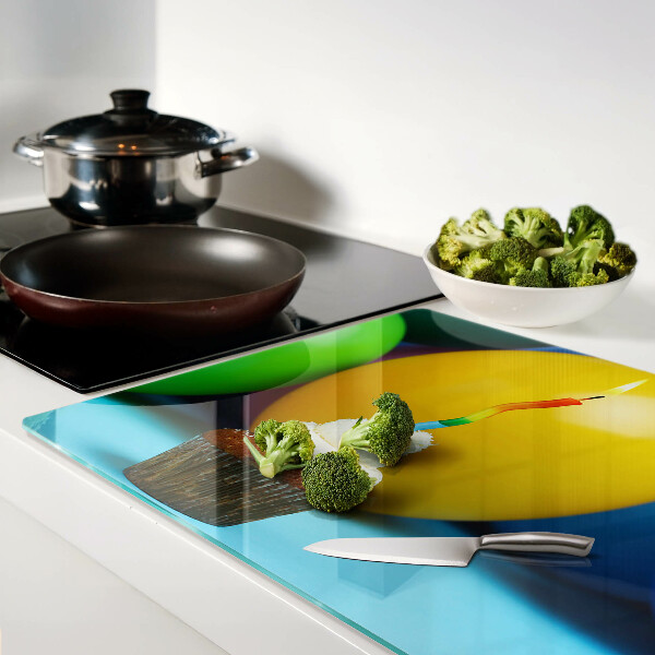 Tagliere in vetro temperato con stampa a tema cupcake di compleanno e palloncini