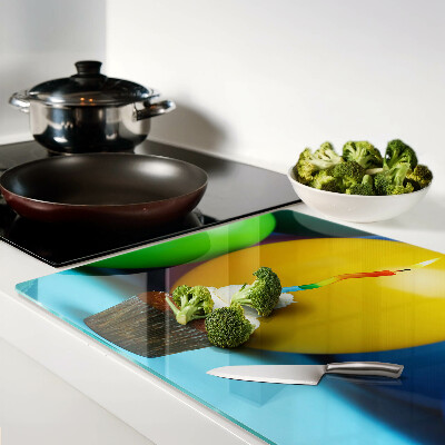 Tagliere in vetro temperato con stampa a tema cupcake di compleanno e palloncini