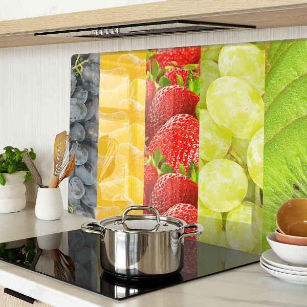 Tagliere in vetro con motivo a strisce e stampa di frutta