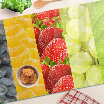 Tagliere in vetro con motivo a strisce e stampa di frutta