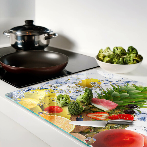 Tagliere in vetro con stampa motivo frutta immersa in acqua