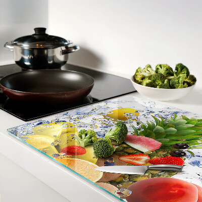 Tagliere in vetro con stampa motivo frutta immersa in acqua