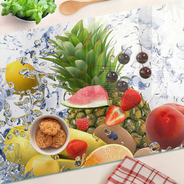 Tagliere in vetro con stampa motivo frutta immersa in acqua