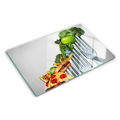Tagliere in vetro temperato Cibo sulla forchetta