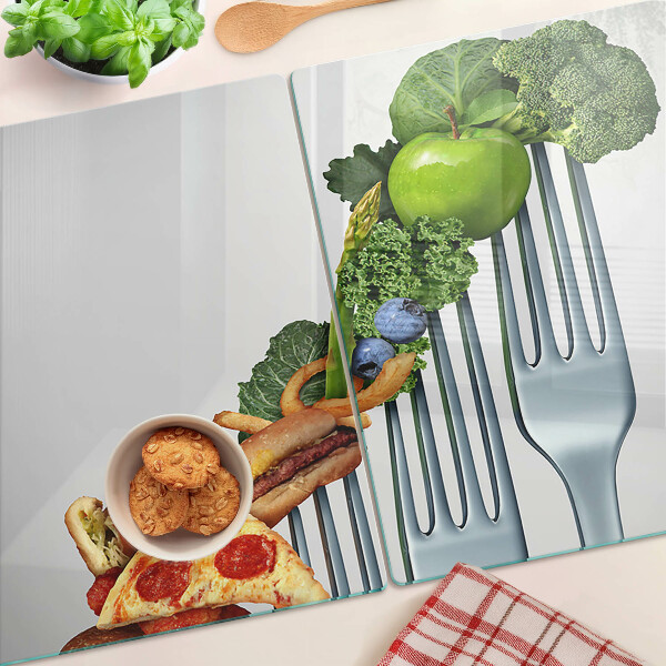 Tagliere in vetro temperato Cibo sulla forchetta