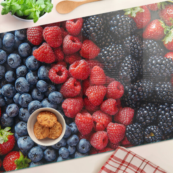 Tagliere in vetro temperato con motivo frutti di bosco