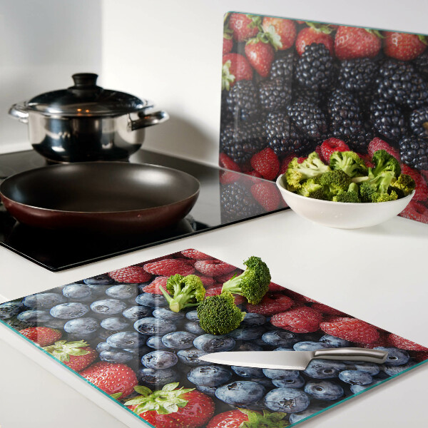 Tagliere in vetro temperato con motivo frutti di bosco