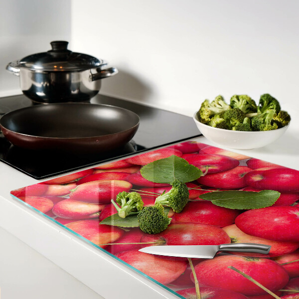 Tagliere in vetro temperato con motivo di mele in varie tonalità