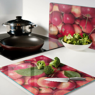 Tagliere in vetro temperato con motivo di mele in varie tonalità