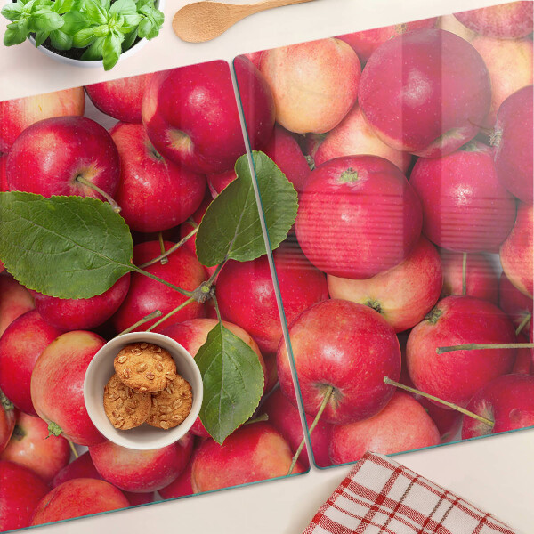 Tagliere in vetro temperato con motivo di mele in varie tonalità