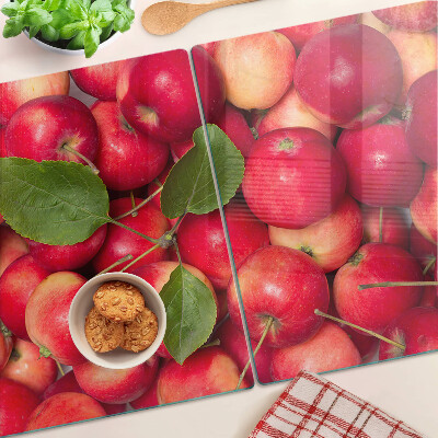 Tagliere in vetro temperato con motivo di mele in varie tonalità