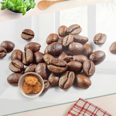 Tagliere in vetro con motivo di chicchi di caffè