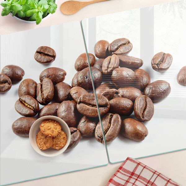 Tagliere in vetro con motivo di chicchi di caffè