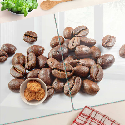 Tagliere in vetro con motivo di chicchi di caffè