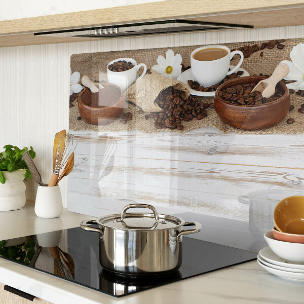 Tagliere in vetro temperato con decorazione a tema caffè con chicchi