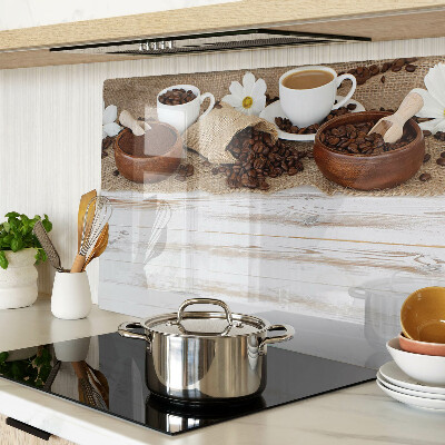 Tagliere in vetro temperato con decorazione a tema caffè con chicchi