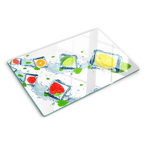 Tagliere in vetro temperato con motivo fruttato e fette colorate