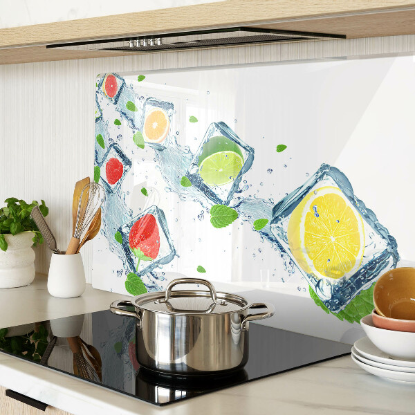 Tagliere in vetro temperato con motivo fruttato e fette colorate