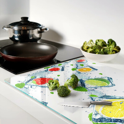 Tagliere in vetro temperato con motivo fruttato e fette colorate