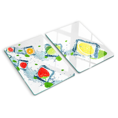 Tagliere in vetro temperato con motivo fruttato e fette colorate