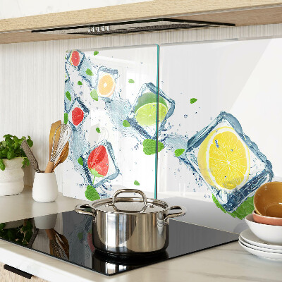 Tagliere in vetro temperato con motivo fruttato e fette colorate