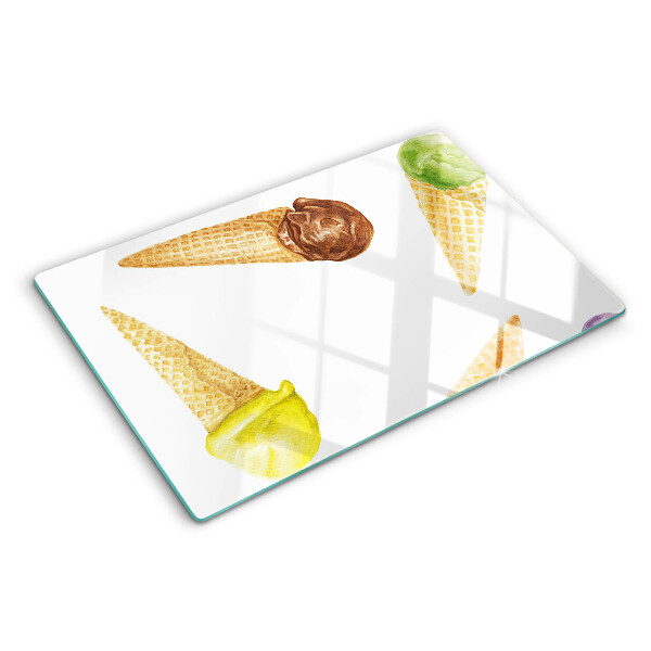 Tagliere in vetro temperato con stampa a motivo gelato in cono